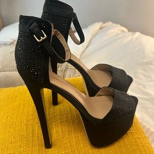 Zigi NY + Schutz Glam Black Platform Sandals  New